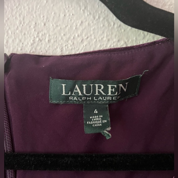 Ralph Lauren Floral Lace-Inset Velvet Knee-Length Dress - Picture 5 of 9